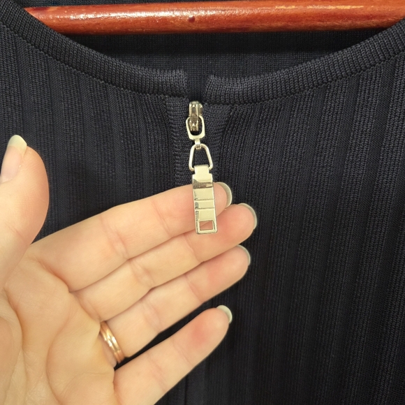 Misook Exclusively Women's Navy Sweater Zip Cardigan Old Money Designer Size XL - Picture 6 of 9